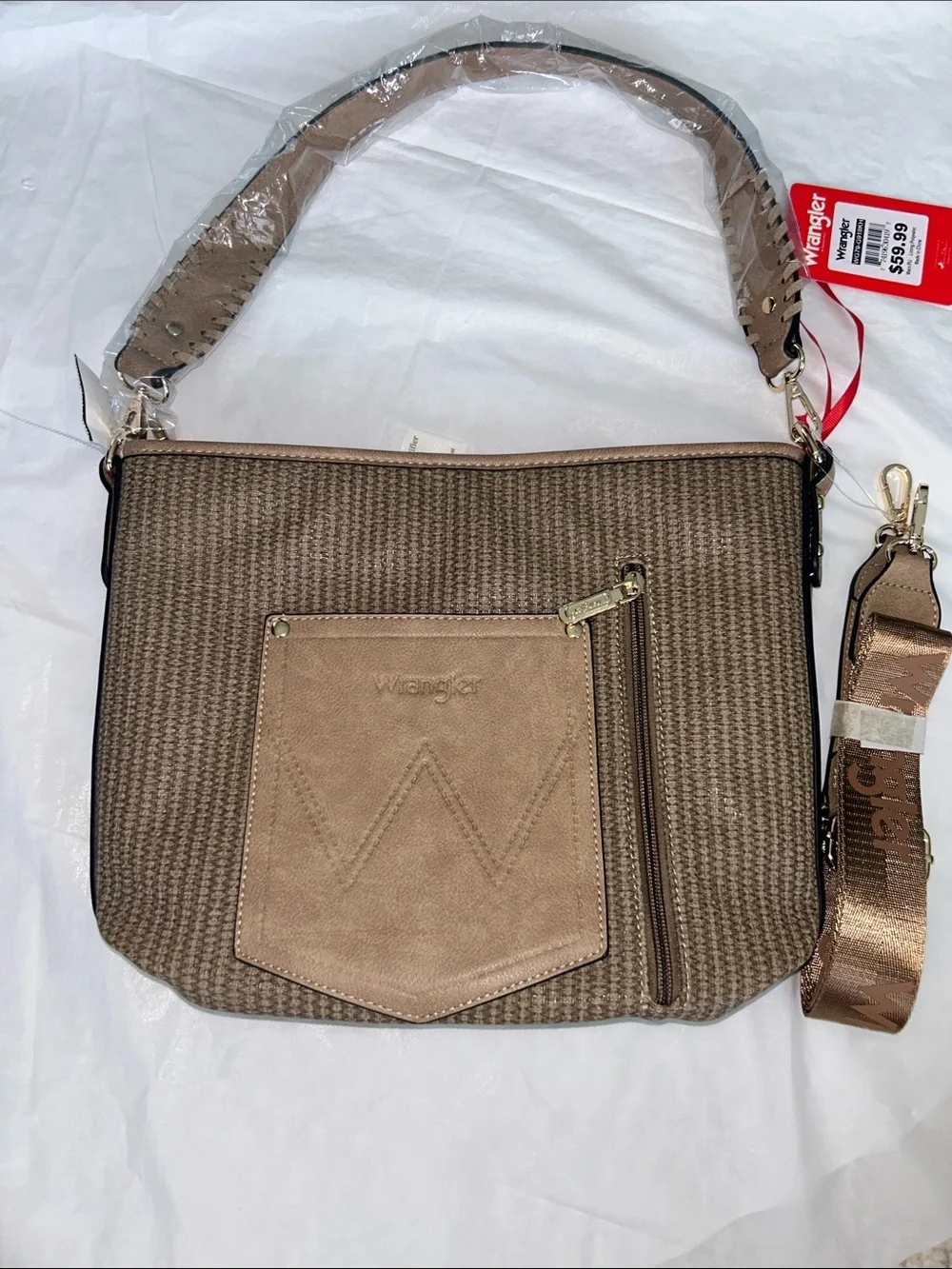 Wrangler by Montana West Leather Weave Hobo w/Convertible Crossbody Guitar Strap - Picture 3 of 11
